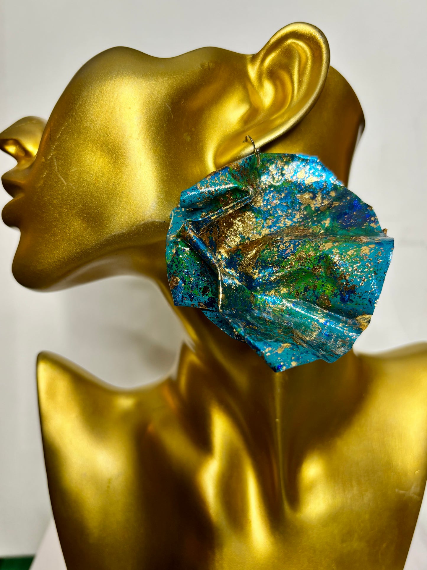 Teal, Green, Gold, Navy - Earrings - MAR0626