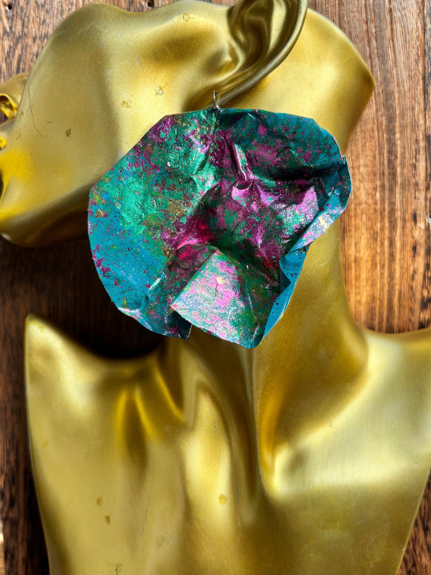 Teal, Green, Fuchsia, Gold - Earrings - MAR1926