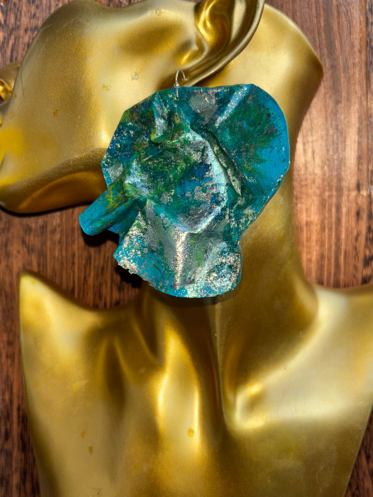 Green, Teal, Navy, Ocean, Gold, Silver - Earrings - MAR2226