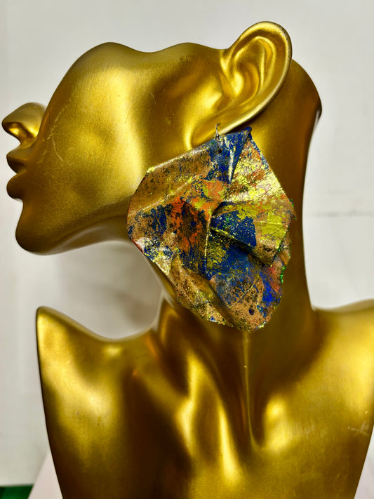Gold, Navy, Orange, Yellow - Earrings - MAR0826