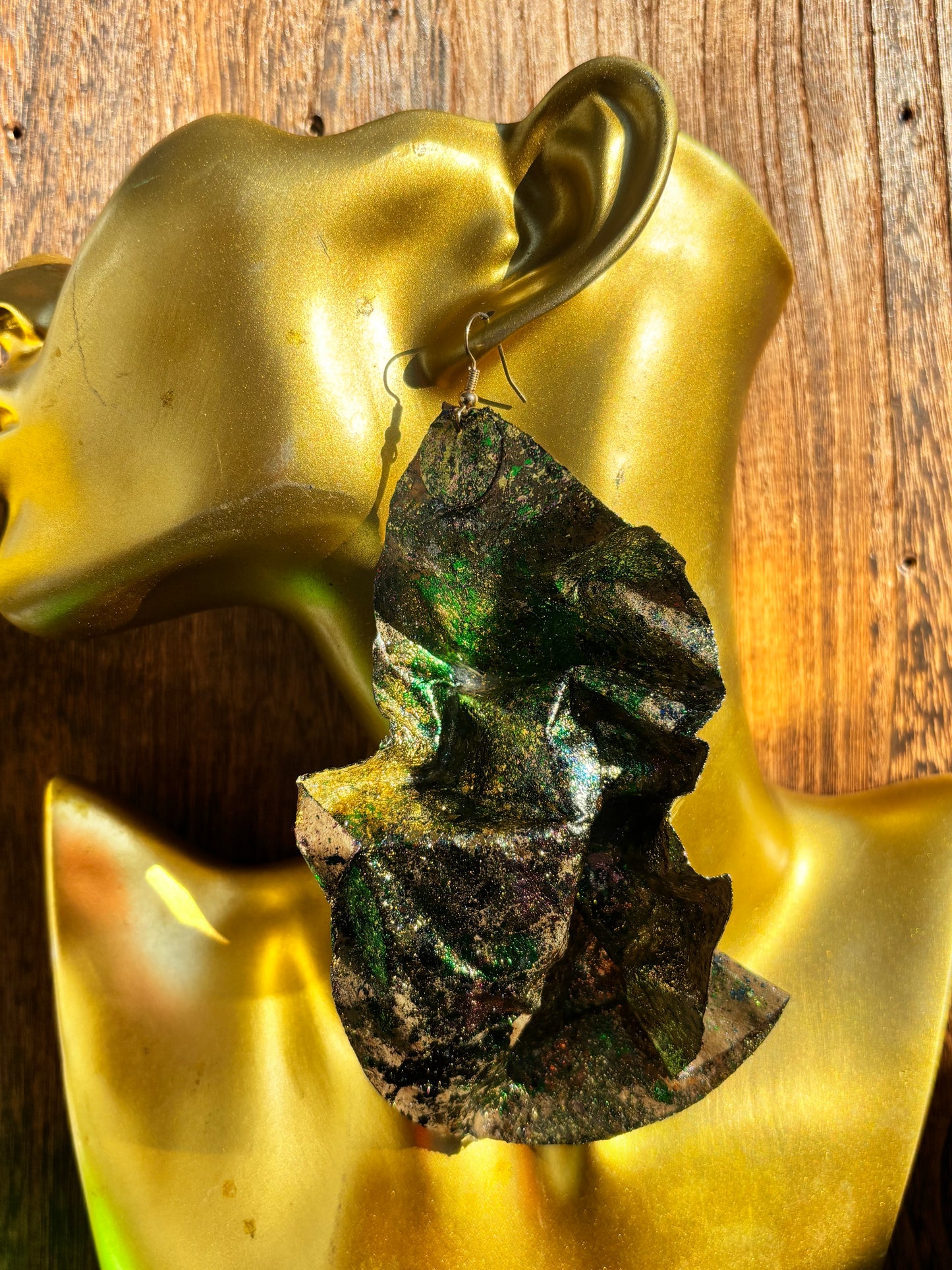 Black, Green, Gold, Brown - Earrings - MAR1226