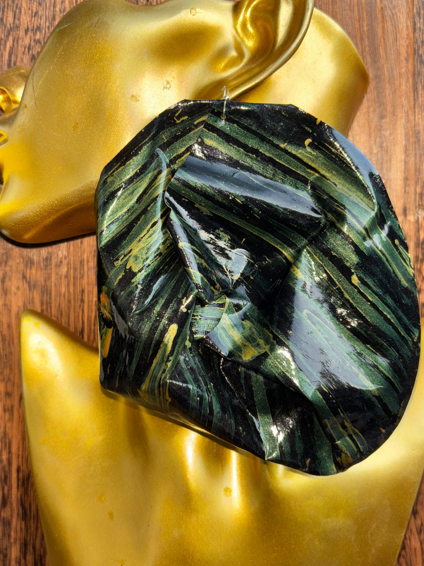 Black, Green, Gold, Yellow - Earrings - MAR2526